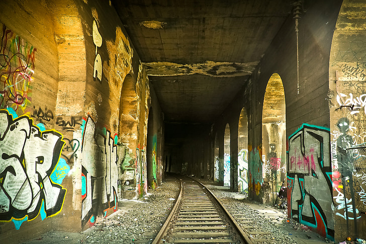 endroits perdus, tunnel, Gleise, chemin de fer, voie ferrée, semblait, tunnel ferroviaire