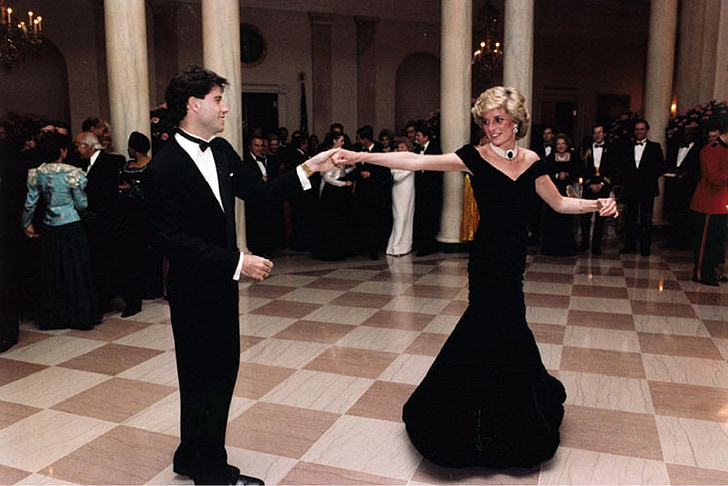 princesė diana, Jonas travolta, liberalizmas, aktorius, šokiai, Reiganas, Baltieji rūmai