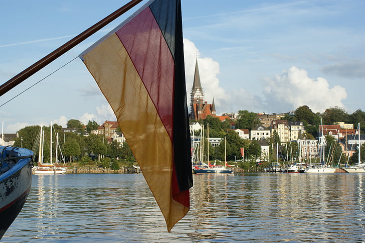 Flensburg, Alemania, Bandera, Puerto, seaday, las naves, barcos