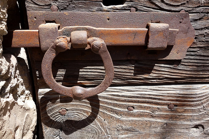 zámok a kľúč, blokované, zatvorené, zámok dverí, staré drevené dvere, uzavretie, staré