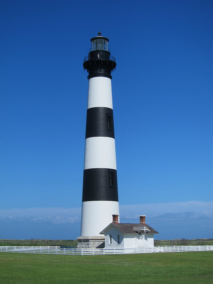 Lighthouse, Bodie island, Põhja-carolina, Turism, majakas, valgus, rannikul