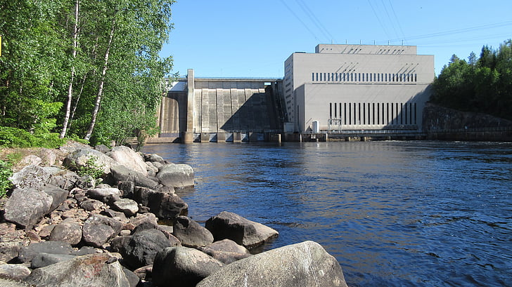 Svatý dotyčné, leppiniemi, elektrárna, Oulu řeka, Muhos, zapřáhli dotyčné, Finština