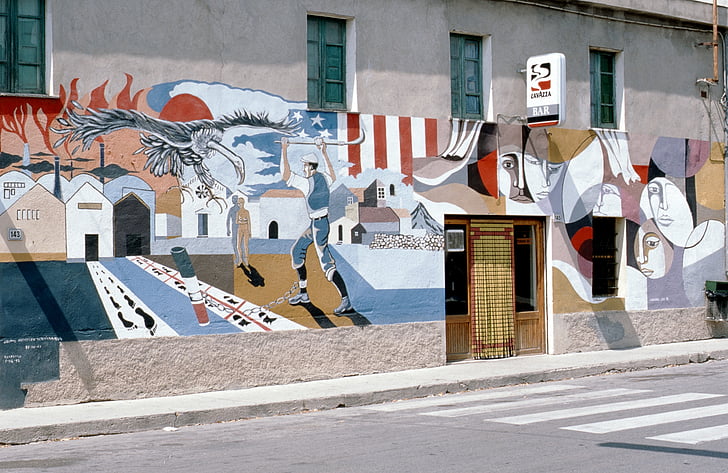 Сардиния, murales, стенописи, Графити, политически, улица, архитектура