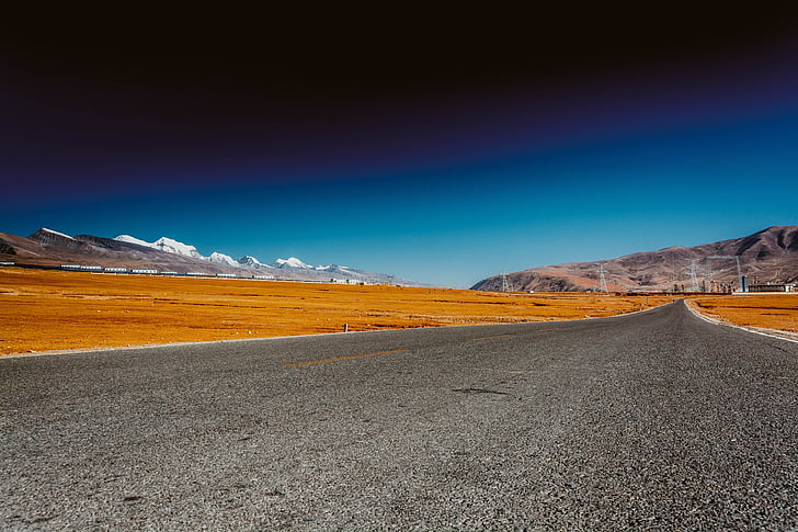 Tibet, motorvei, Lalu våtmarksområde, nyainqentanglha, natur, fjell, veien