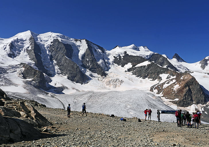 Bernina, Persgletscher, Piz palu, vuoristo vaellus, suunta, pitkä, näkökulmasta