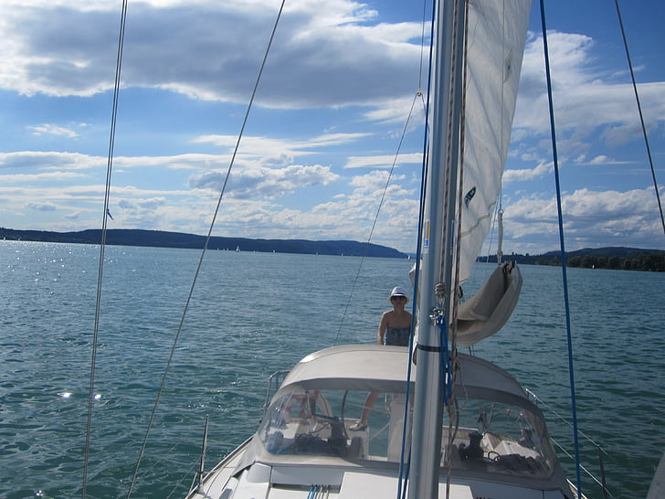 vela, Lago de Constança, Lago, nave, barco à vela, Academia de vela, céu