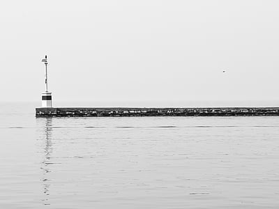 pier, beach, lighthouse, beacon, water, ocean, travel