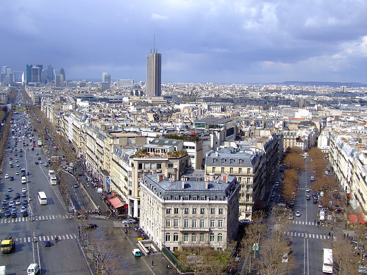 パリ, フランス, 市, 都市, 建物, 通り, スカイライン