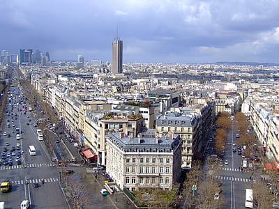ปารีส, ฝรั่งเศส, เมือง, ในเมือง, อาคาร, ถนน, เส้นขอบฟ้า