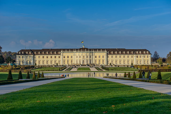 Castle, Blühendes barokk, Ludwigsburg, Németország, Ludwigsburg palotától, Residenzschloss, épület, Baden-württemberg