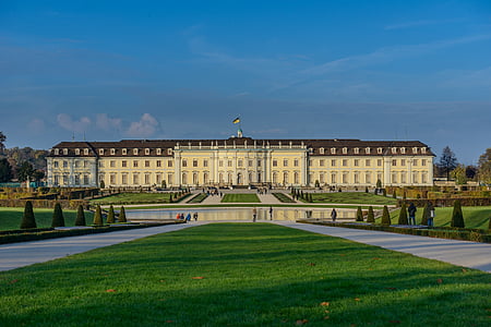 Castle, Blühendes barokk, Ludwigsburg, Németország, Ludwigsburg palotától, Residenzschloss, épület, Baden-württemberg