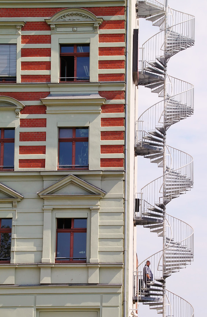 spiralno stopnišče, stopnice, požarnih stopnicah, arhitektura, stavbe, domov, nebotičnik