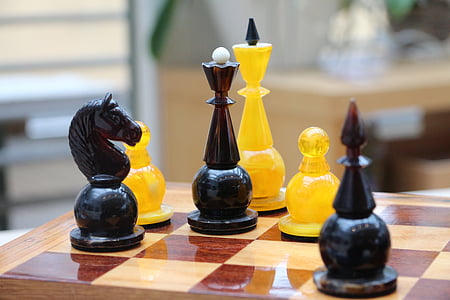 escacs, peces d'escacs, joc d'escacs, rei, senyora, agricultors, cavall