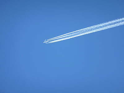 Estela de vapor, cielo, azul, vuelo, Dom, claro, hace buen tiempo