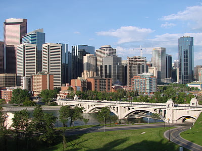 Calgary, Canada, centrum, steden, stad, skyline, wolkenkrabbers