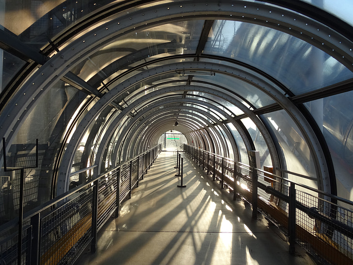 Centre pompidou, Paris, tube en verre, éclairage, hispanique, photo sur Plexi, tunnel