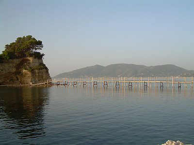 Zakynthos, paesaggio, Isola, acqua, bridhe, Pier, in legno