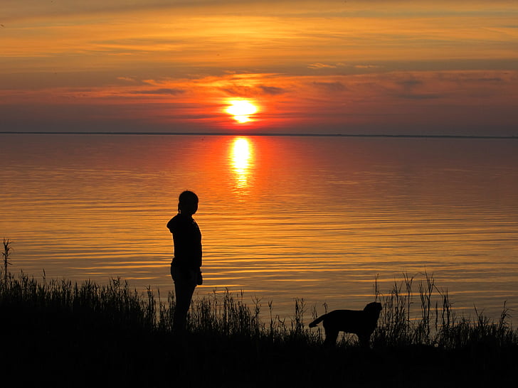 matahari terbenam, akhir musim panas, Denmark