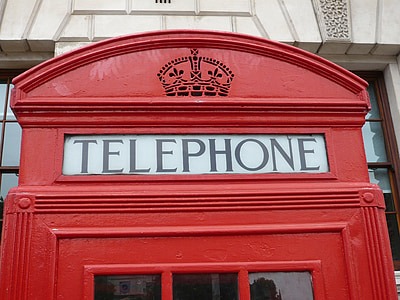 röd, telefonkiosk, London, röd telefonkiosk, brittiska, England