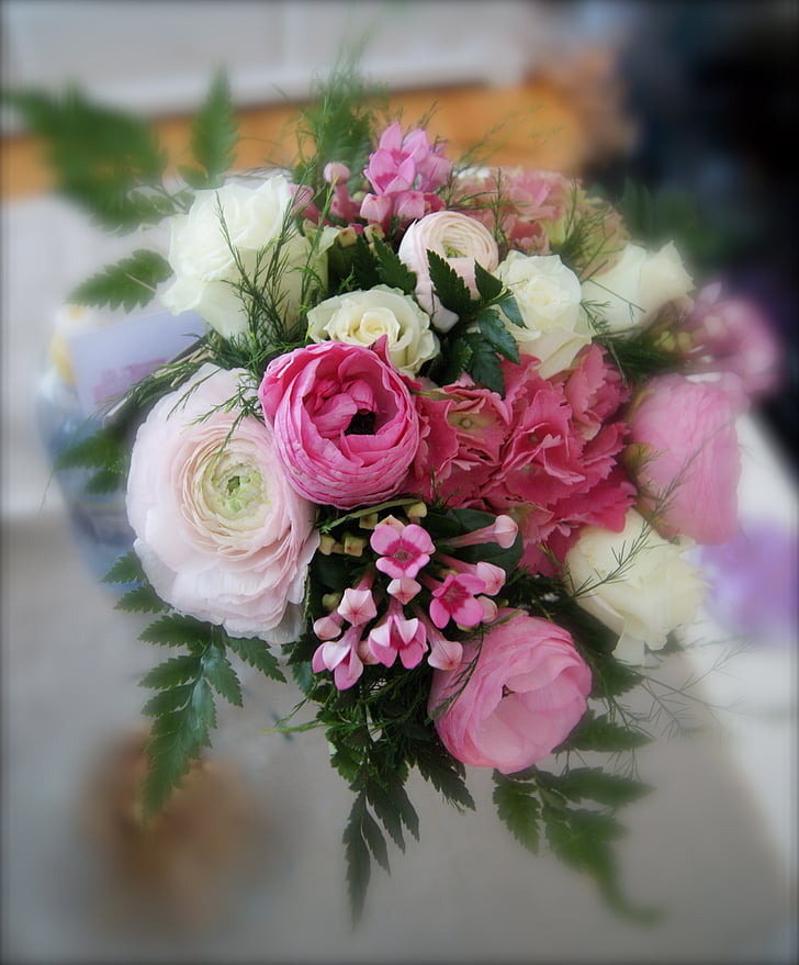 bouquet, pink, white, pastel
