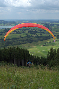 Paraglider springer, Paraglider, Springer, vliegen, mat, hoge, hemel