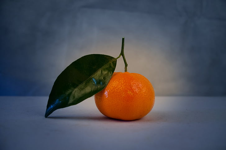 Mandarin, Zelená, Leaf, detail, izolované, Tangerine, zrelé