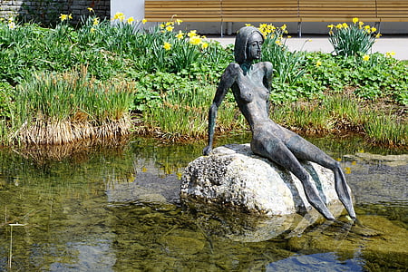 女人, 裸体, 池塘, 纽伦堡, 德国, 阿尔高, 水疗中心