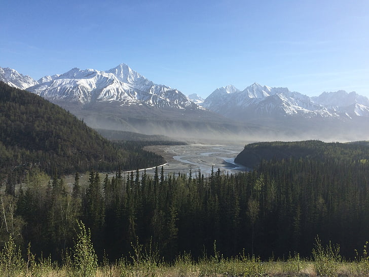 Alaska, Río Matanuska, montaña, naturaleza, paisaje, Scenics, Lago