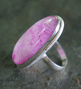 pink, quartz, agate, crystal, large, big, sterling