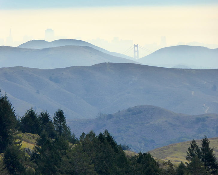 San fransisco, Marin county, stad, landschap, brug, Californië, Golden gate