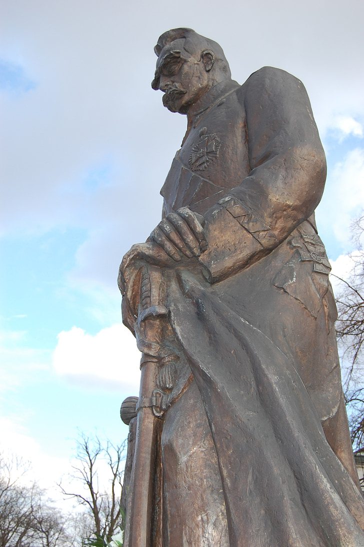 Monument, Piłsudski, märk, statue, kangelane, marssal, tugev