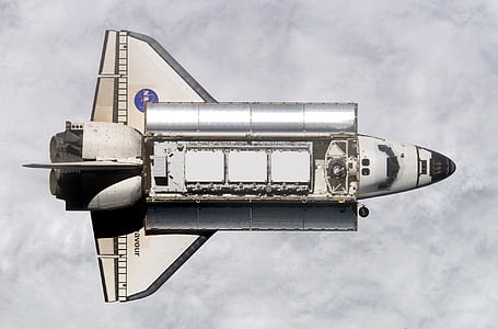 lanzadera de espacio, Endeavour, por encima de, ISS, estación espacial internacional, nubes, espacio