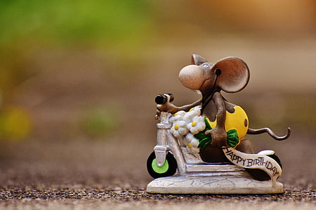 birthday, mouse, roller, figure, cute, greeting, card congratulations