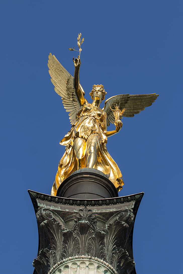 Munich, Ángel de la paz, oro, Ángel, imagen fija, escultura, Monumento