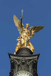 München, ängel av fred, guld, ängel, stillbilder, skulptur, monumentet