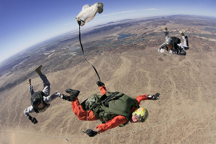Skydive, Parachute, parachutespringen, sport, spannende, spannende, hemel