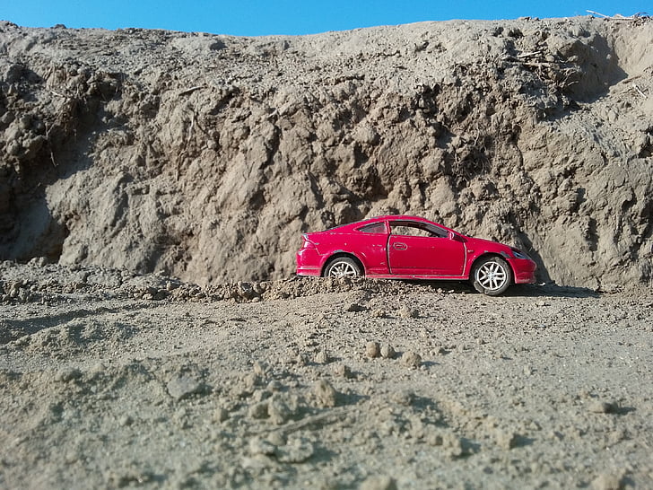 deserto, montanhas, carro, Automático, vermelho, brinquedo