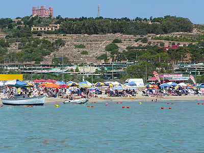 Mellieha įlankos malta, Mellieha, matla, paplūdimys, Maltos paplūdimio