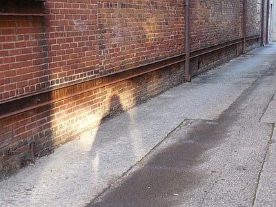 shadow, light, dark, narrow, alley, city, street