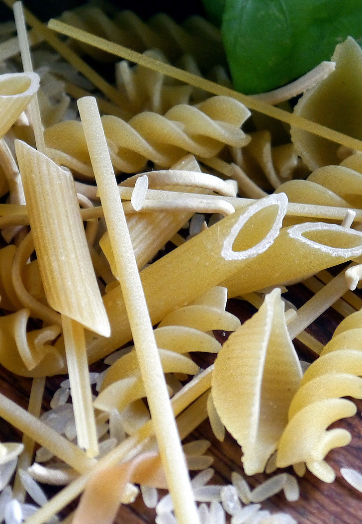 Rigatoni, pasta, spaghetti, nudler, rå, mat, italiensk