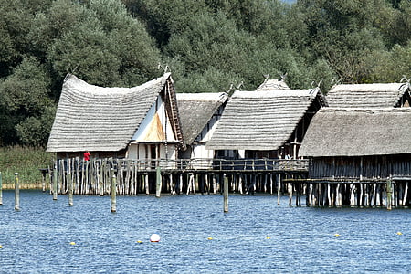 Stilt case, Lacul constance, locuinţe Lacul, unteruhldingen, Muzeul, Uhldingen, vacanta