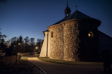 grzegorzowice, Polija, baznīca, Rotonda, arhitektūra, pieminekļu, naktī