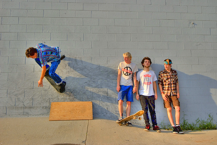 skateboard, unge menn, ungdom