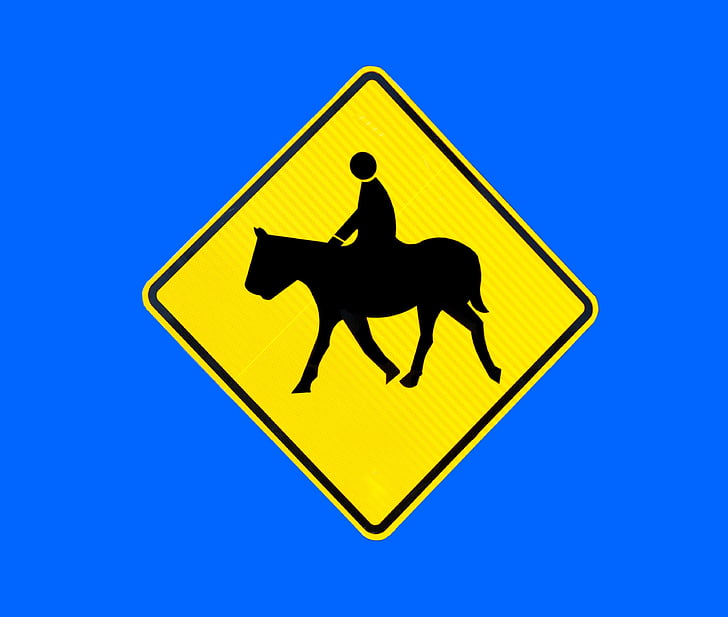 Кінь знак перетину, Кінь, Райдер, Безпека, Попереджувальний знак, Вивіски, ізольовані