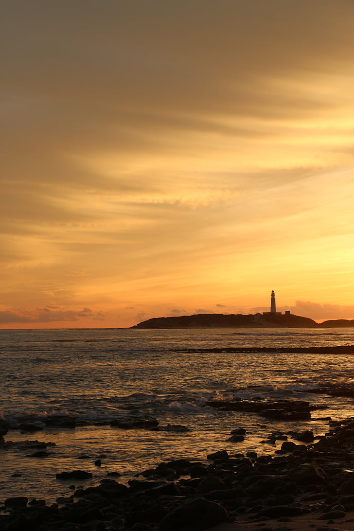 havet, Lighthouse, Costa, Spanien, Trafalgar, stranden, landskap