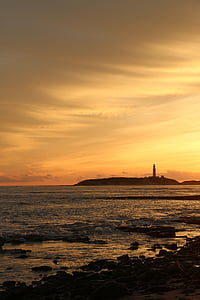 sea, lighthouse, costa, spain, trafalgar, beach, landscape