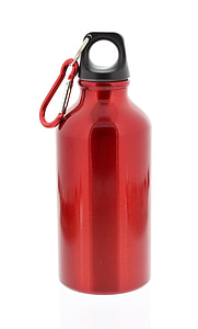 vattenflaska, flaska, aluminium, isolerade, vit bakgrund, enstaka objekt, vätska
