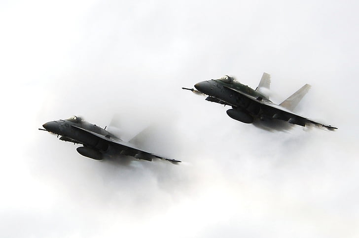 samolotów wojskowych, lotu, pływające, f-18, myśliwiec, samolot, Bariera dźwięku