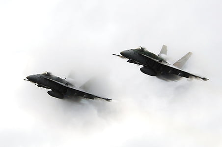 militära jetplan, flyg, flygande, f-18, fighter, flygplan, ljudvallen