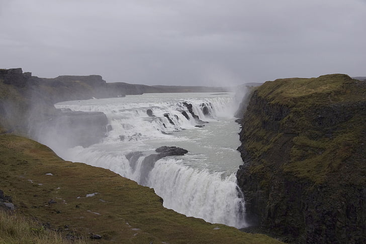 gullfoss, Iceland, thác nước, Thiên nhiên, nước, mùa thu